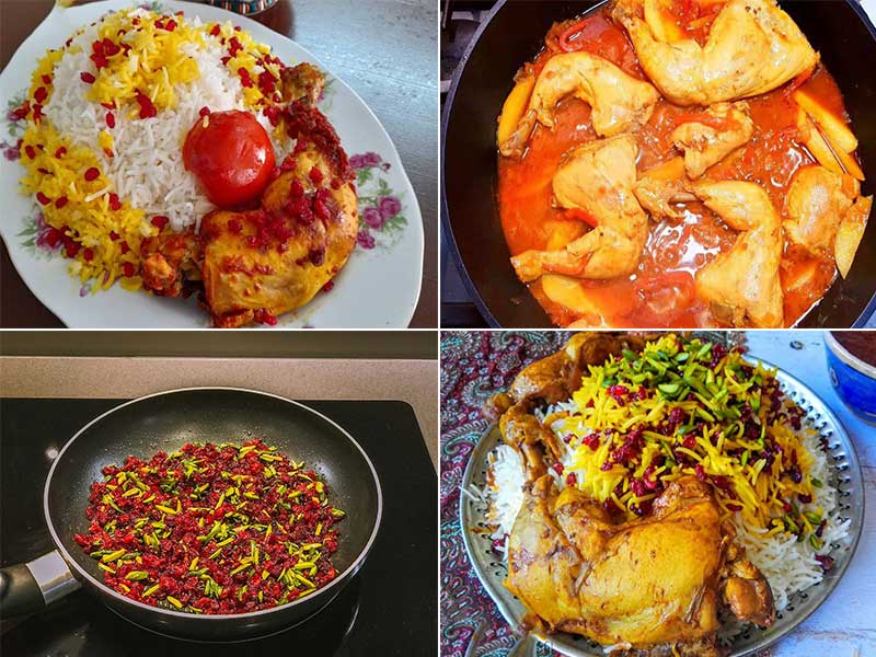 طرز تهیه "زرشک پلو با مرغ خوشمزه" خانگی برای 20 تا 25 نفر-مجلسی-رستورانی+فوت و فن مهم