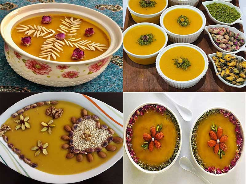 طرز تهیه "کاچی زعفرانی برای 6 تا 8 نفر"-مقوی-مجلسی-با آرد گندم