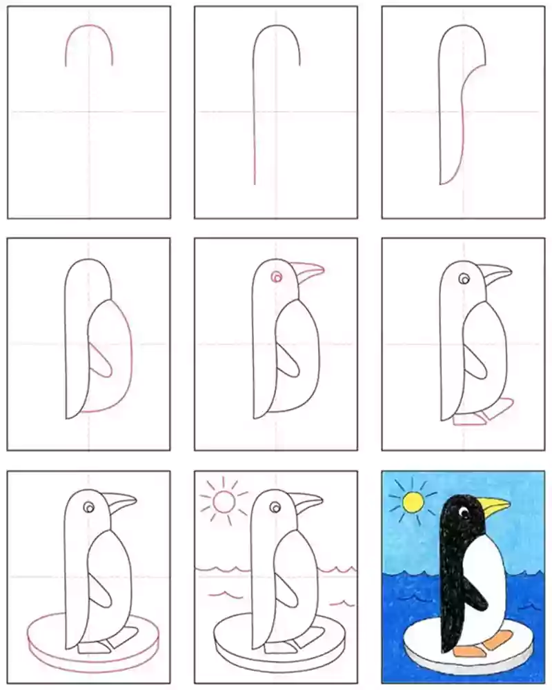 چگونه پنگوئن بکشیم-نقاشی پنگوئن برای کودکان زیر 6 سال-آموزش نقاشی پنگوئن برای بچه های 13 ساله