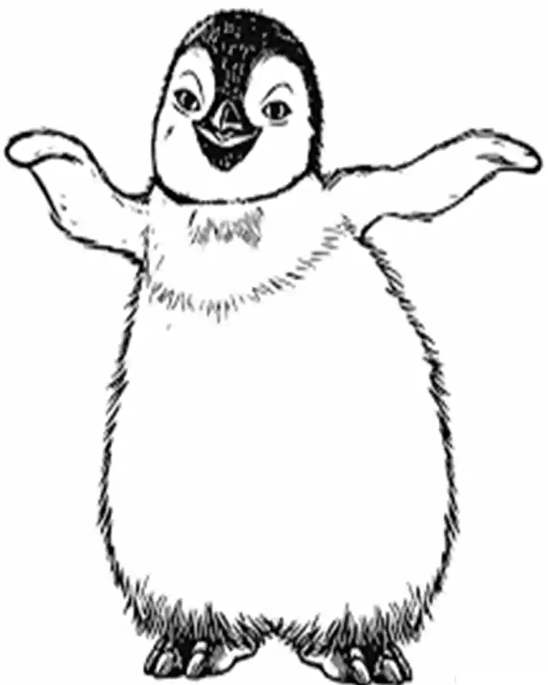 پنگوئن کارتونی به صورت تصویری-نقاشی پنگوئن کودکانه ساده-نقاشی پنگوئن در برف-نقاشی پنگوئن با دست