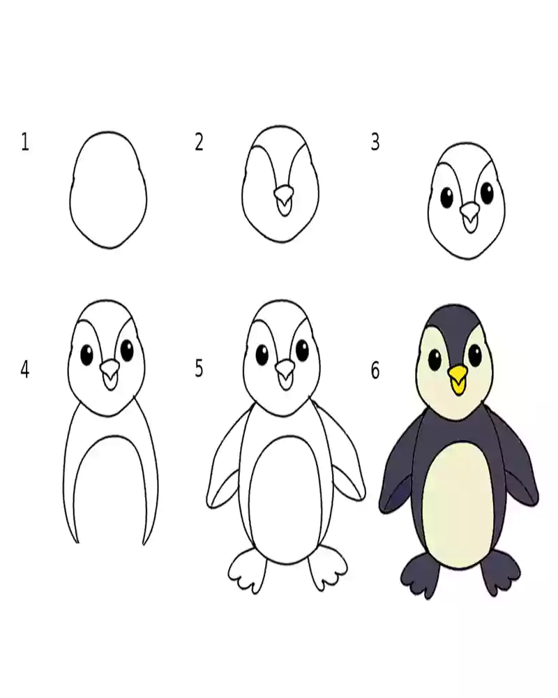 نقاشی پنگوئن در قطب شمال-نقاشی پنگوئن بامزه-نقاشی خانه پنگوئن-نقاشی پنگوئن کودکانه-آموزش تقاشی پنگوئن برای کودکان 7 ساله