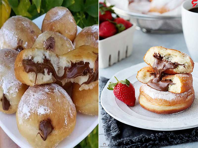 طرز تهیه "پیراشکی شکلاتی" به سبک بازاری برای 6 تا 8 نفر-پیراشکی با کرم شکلاتی بدون فر+فوت و فن