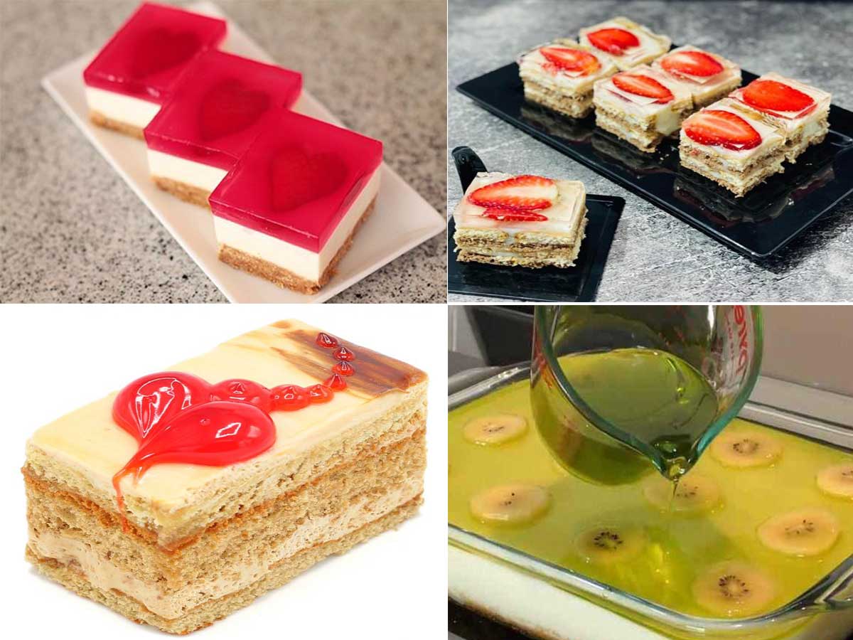 "کیک یخچالی با موز و ژله"-با نشاسته بدون خامه-بدون تخم مرغ-فوری و خوشمزه