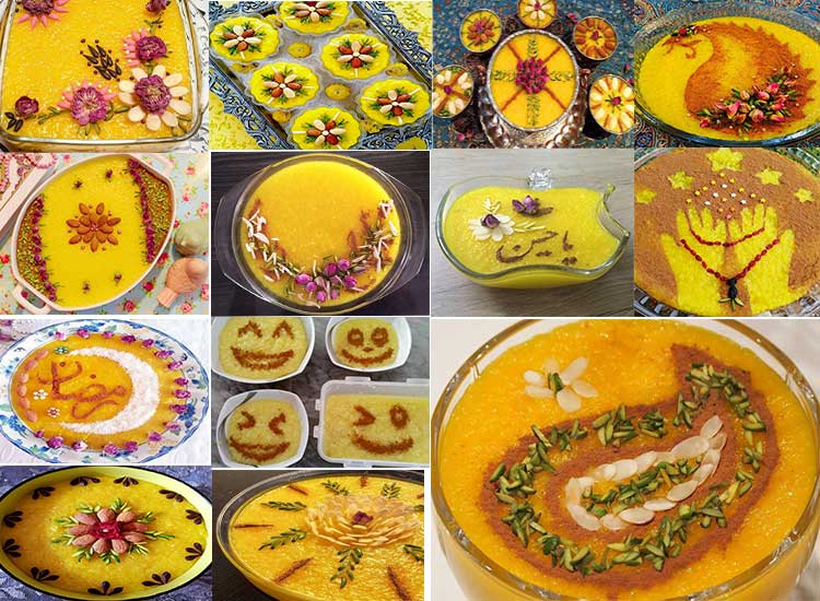 طرز تهیه شله زرد خوشمزه مجلسی برای 6 تا 8 نفر+عکس تزیین شله زرد