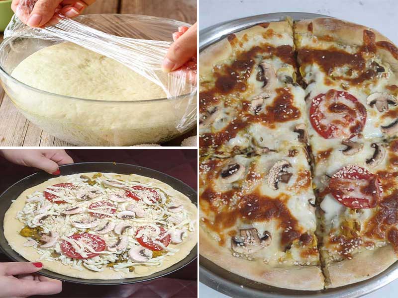 طرز تهیه "خمیر پیتزا خانگی با شیر" برای دو نفر-ساده-فوری-حرفه ای-آمریکایی-ایتالیایی