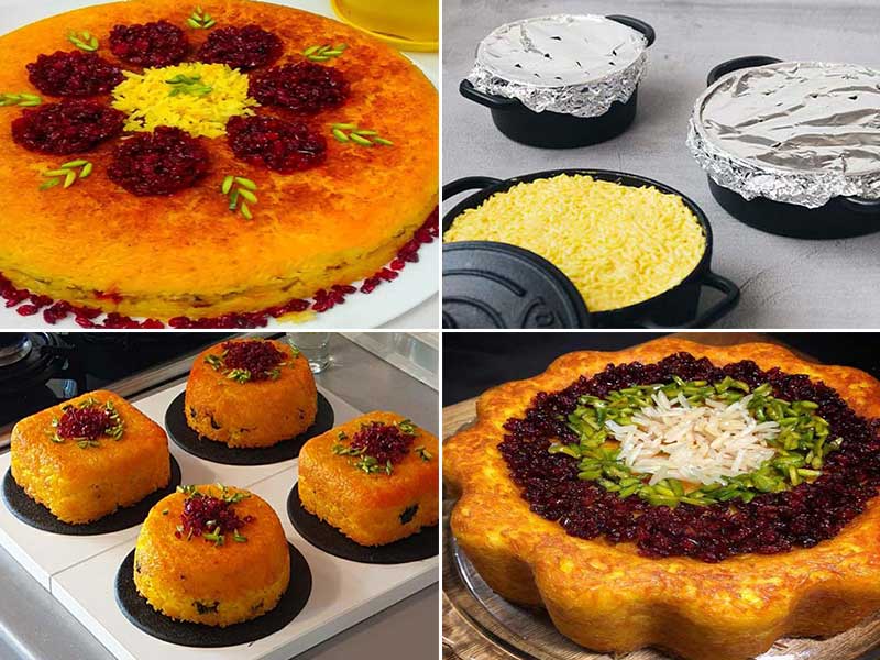 طرز تهیه "ته چین مرغ زعفرانی" ساده در قابلمه روی گاز برای 3 تا 5 نفر-رستورانی و مجلسی