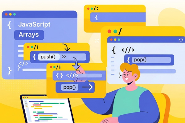 آرایه‌ها - متد push و  pop - آزمون چهار گزینه ای جاوااسکریپت