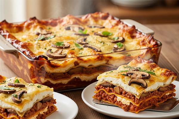 طرز تهیه سس بشامل لازانیا گوشت و قارچ برای 8 تا 10 نفر